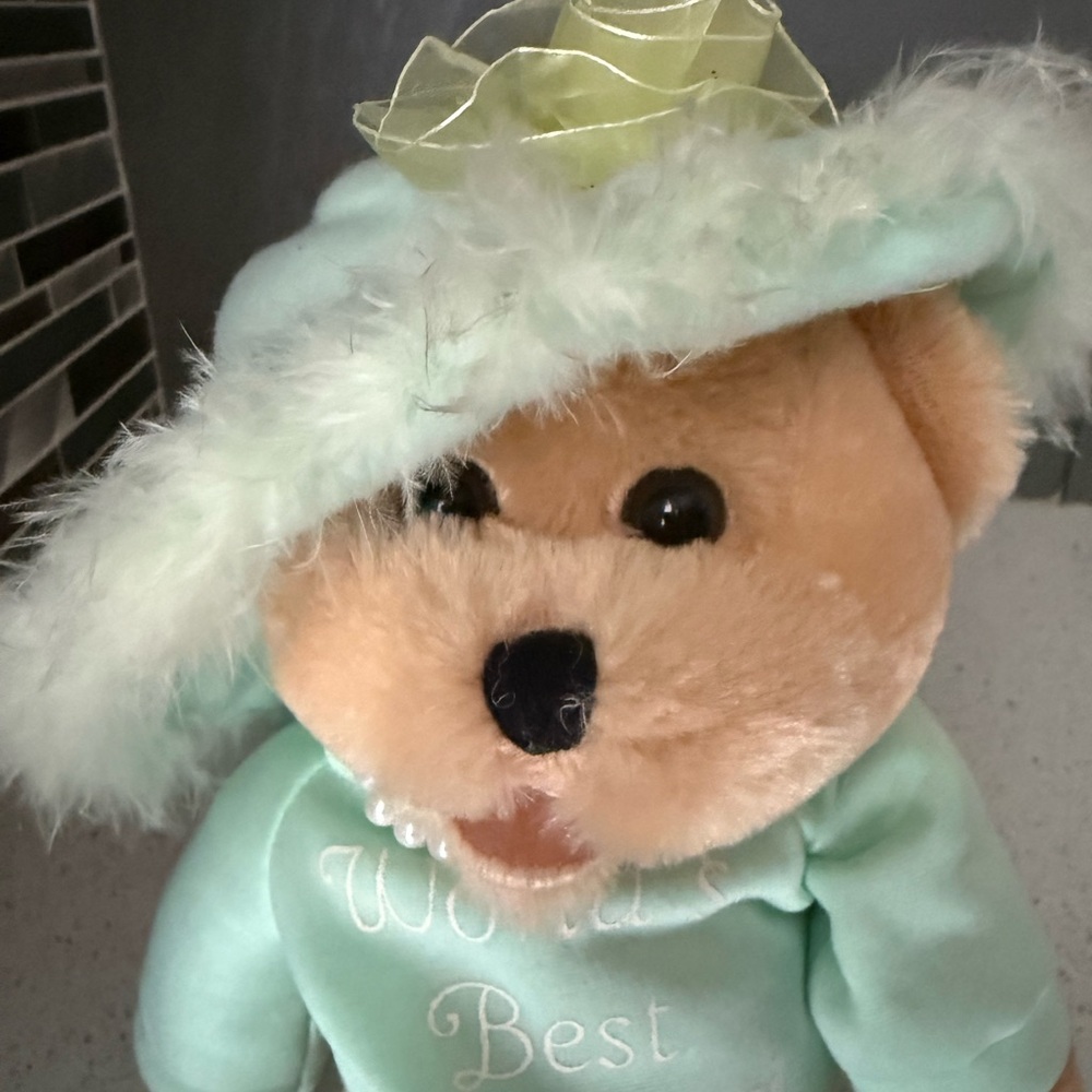 CHANTILLY Lane Musical Singing Plush Teddy Bear wearing a Light Green Dress. - Picture 5 of 11